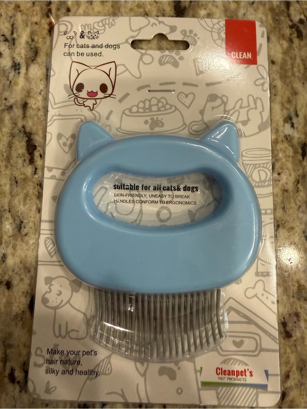 Blue Cat-Ear Pet Comb for Cats and Dogs